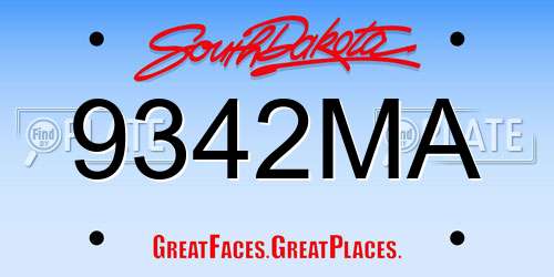 9342MA South Dakota License Plate
