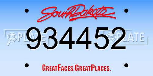 934452 South Dakota License Plate