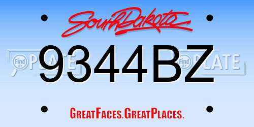 9344BZ South Dakota License Plate