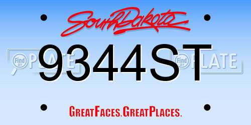 9344ST South Dakota License Plate