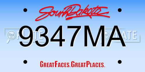 9347MA South Dakota License Plate