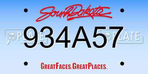 934A57 South Dakota License Plate
