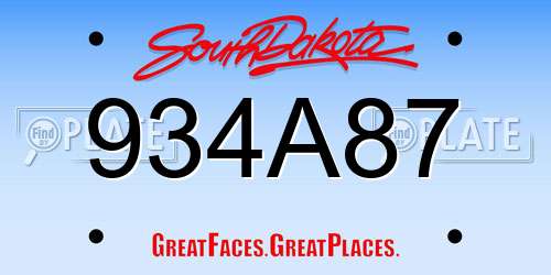 934A87 South Dakota License Plate