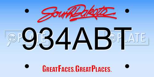 934ABT South Dakota License Plate