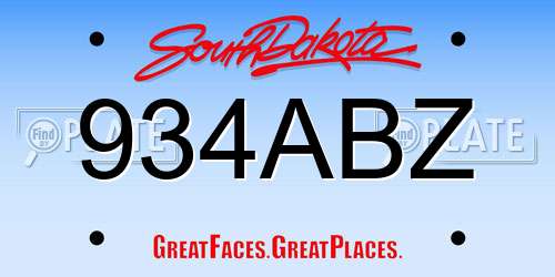 934ABZ South Dakota License Plate