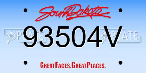 93504V South Dakota License Plate