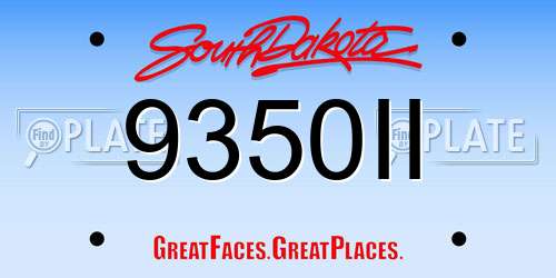 9350II South Dakota License Plate
