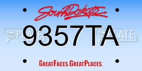 9357TA South Dakota License Plate