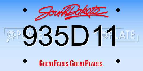 935D11 South Dakota License Plate