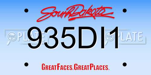 935DI1 South Dakota License Plate
