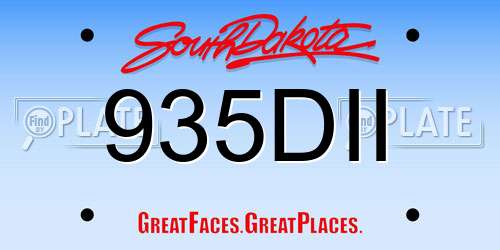 935DII South Dakota License Plate