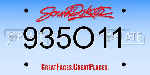 935O11 South Dakota License Plate
