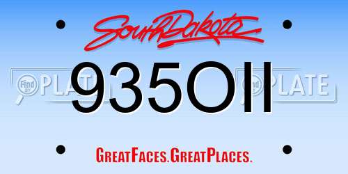 935OII South Dakota License Plate