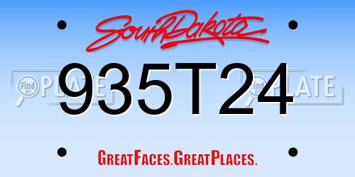 935T24 South Dakota License Plate