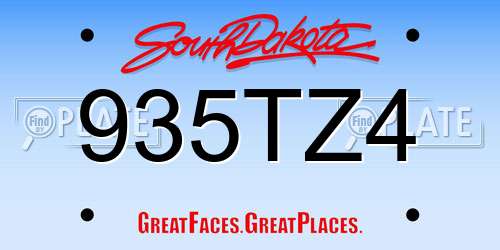 935TZ4 South Dakota License Plate