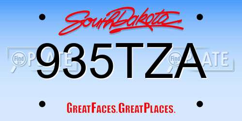 935TZA South Dakota License Plate
