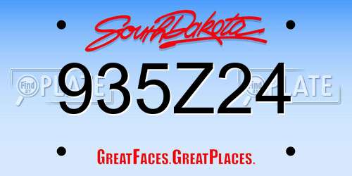 935Z24 South Dakota License Plate