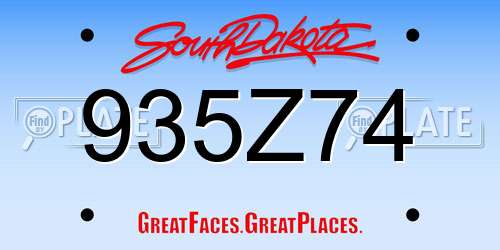 935Z74 South Dakota License Plate