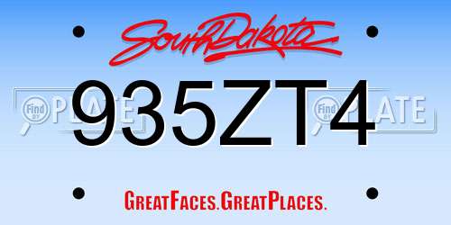 935ZT4 South Dakota License Plate