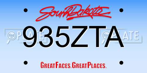 935ZTA South Dakota License Plate