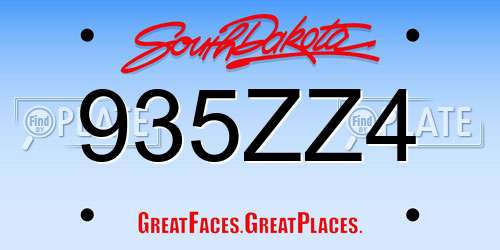 935ZZ4 South Dakota License Plate