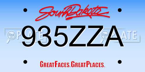 935ZZA South Dakota License Plate