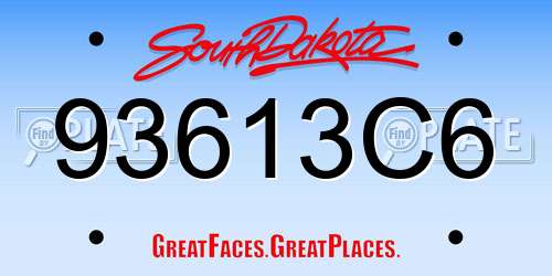 93613C6 South Dakota License Plate