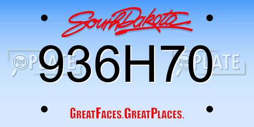 936H70 South Dakota License Plate