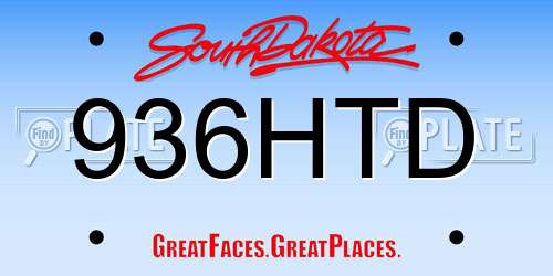 936HTD South Dakota License Plate