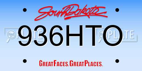 936HTO South Dakota License Plate