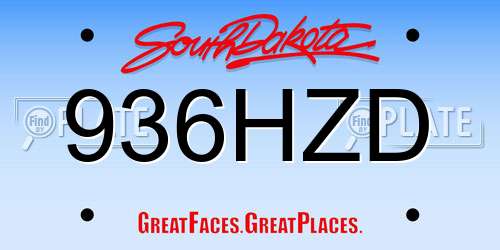 936HZD South Dakota License Plate