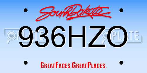936HZO South Dakota License Plate