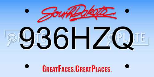 936HZQ South Dakota License Plate