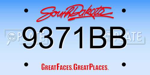 9371BB South Dakota License Plate