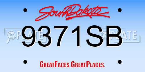 9371SB South Dakota License Plate