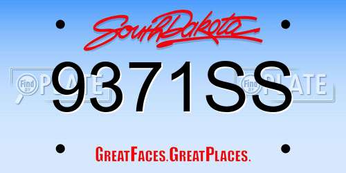 9371SS South Dakota License Plate
