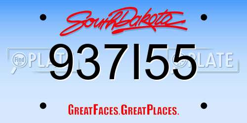937I55 South Dakota License Plate