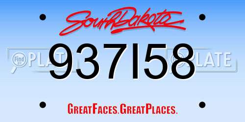 937I58 South Dakota License Plate