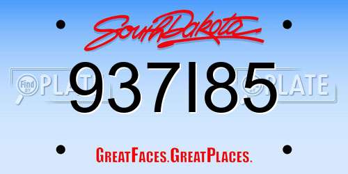 937I85 South Dakota License Plate