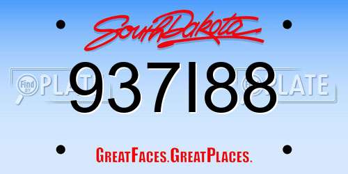 937I88 South Dakota License Plate