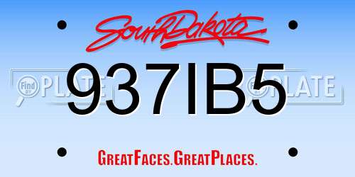 937IB5 South Dakota License Plate