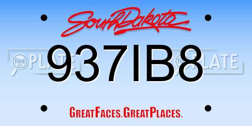 937IB8 South Dakota License Plate