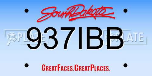 937IBB South Dakota License Plate