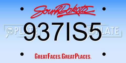937IS5 South Dakota License Plate