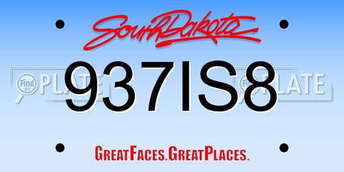 937IS8 South Dakota License Plate