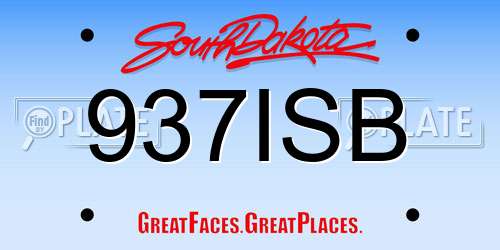 937ISB South Dakota License Plate