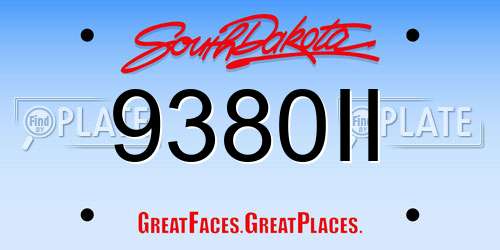 9380II South Dakota License Plate