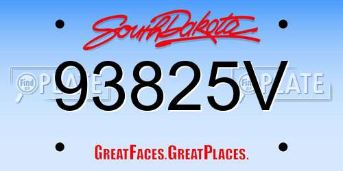 93825V South Dakota License Plate