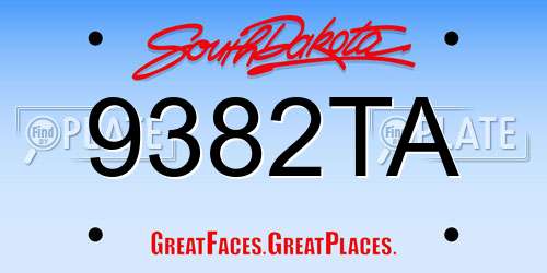9382TA South Dakota License Plate