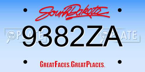 9382ZA South Dakota License Plate